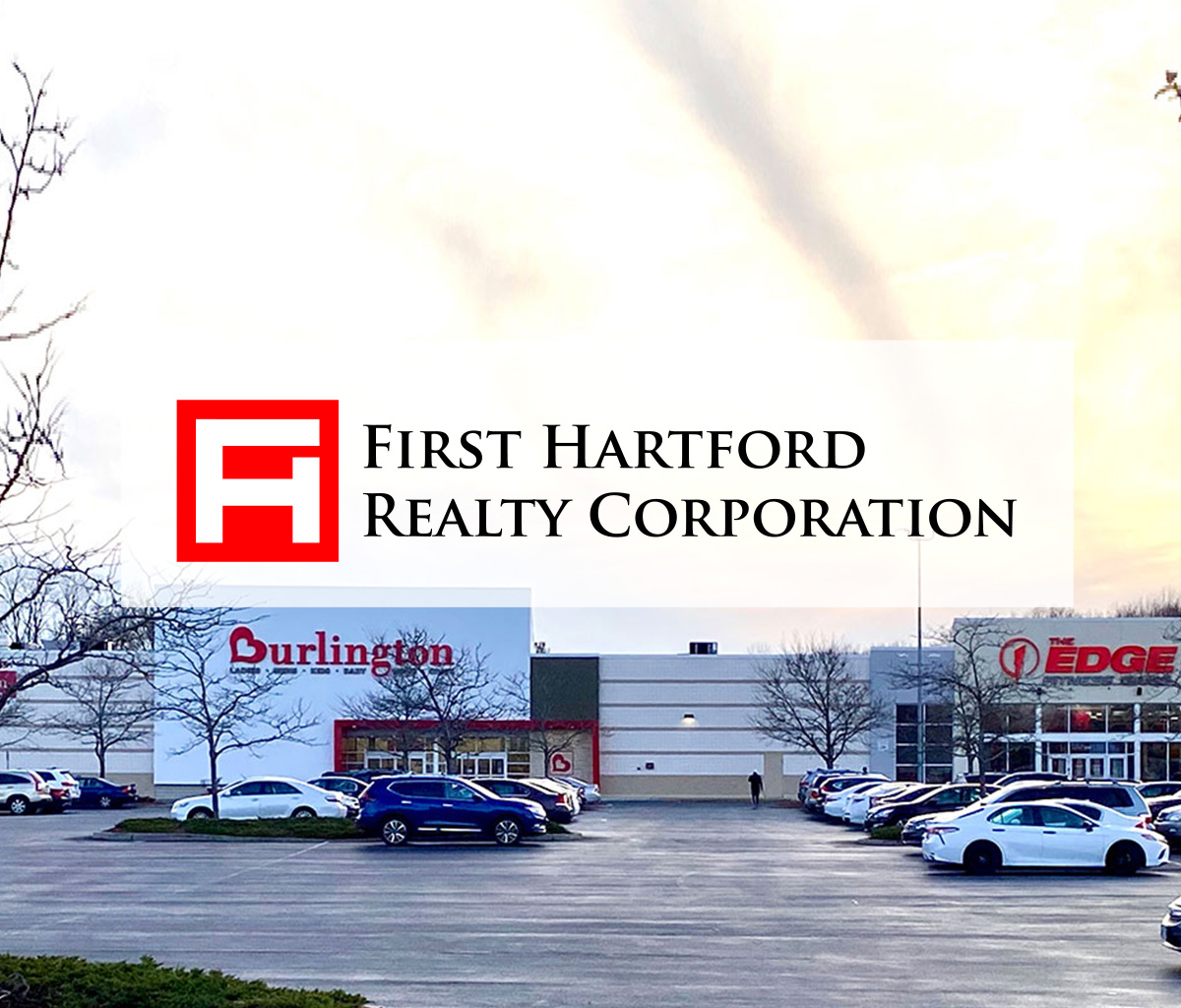 Image of a shopping center with First Hartford logo